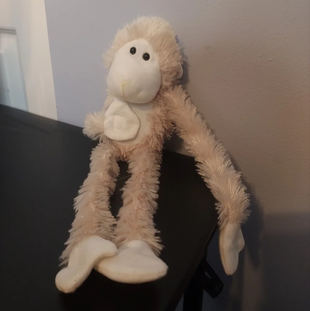 Cream/White Small Monkey Stuffed Animal 12in